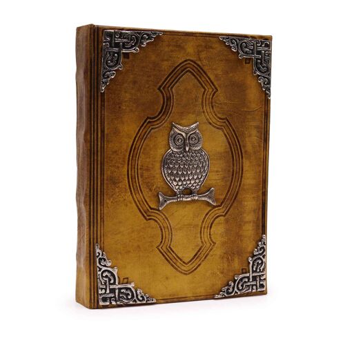 LBN-37 - Hefty Coffee Tan Book - Zinc Owl Decor - 200 Deckle Edges Pages - 26x18cm - Sold in 1x unit/s per outer
