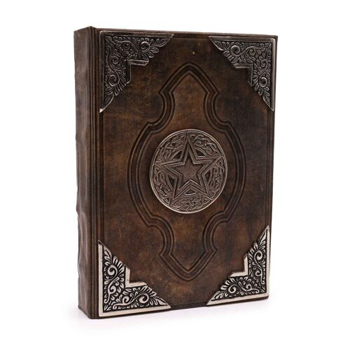 LBN-39 - Hefty Brown Tan Book - Zinc Pentagon Decor - 200 Deckle Edges Pages - 26x18cm - Sold in 1x unit/s per outer