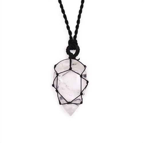 LGemP-01 - Laced Gemstone Teardrop Pendant - Rock Quartz - Sold in 1x unit/s per outer