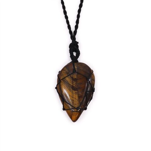 LGemP-02 - Laced Gemstone Teardrop Pendant - Tiger Eye - Sold in 1x unit/s per outer