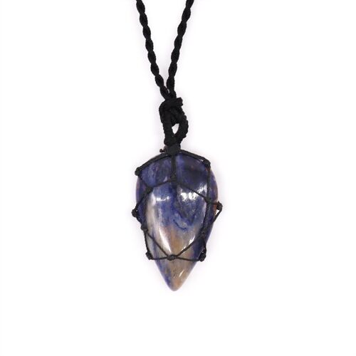 LGemP-03 - Laced Gemstone Teardrop Pendant - Sodalite - Sold in 1x unit/s per outer