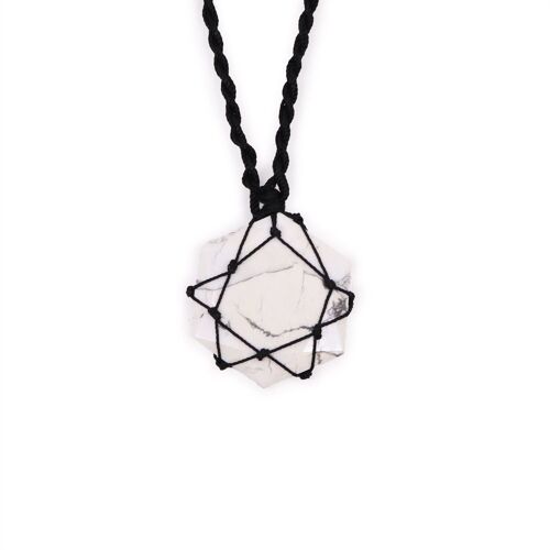 LGemP-06 - Laced Gemstone Hexagon Pendant - White Howlite - Sold in 1x unit/s per outer
