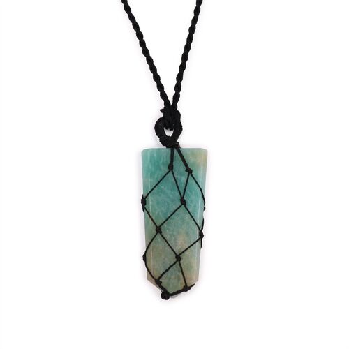 LGemP-09 - Laced Gemstone Flat Point Pendant - Amazonite - Sold in 1x unit/s per outer