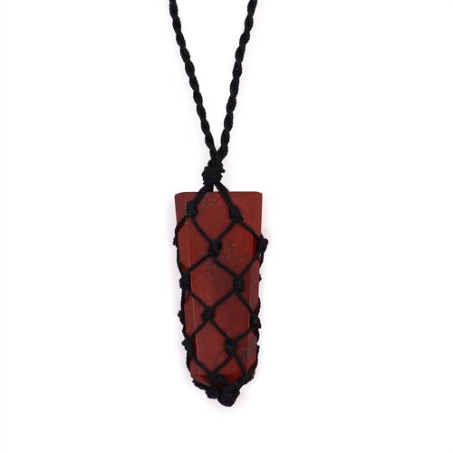 LGemP-12 - Laced Gemstone Flat Point Pendant - Red Jasper - Sold in 1x unit/s per outer