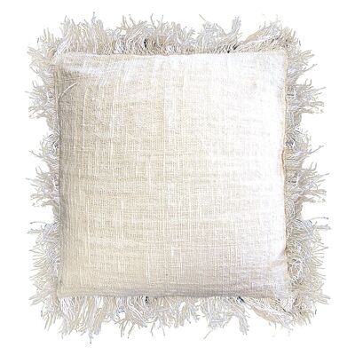 LinC-02 - Fodera per cuscino in lino 60x60 cm con frange - Venduto in 4x unità per esterno