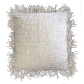 LinC-01 - Housse de coussin en lin 45x45cm avec franges - Vendu en 4x unité/s par extérieur 1