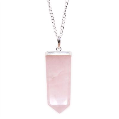 GPJ-07 - Gemstone Flat Pencil Pendant - Cuarzo rosa - Vendido en 1x unidad/es por exterior