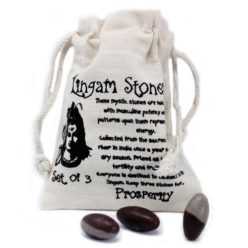 Ling-01 - One Inch Lingam - 3 Stones ( 4 pouches ) - Sold in 4x unit/s per outer