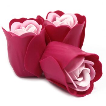 LSF-14 - Ensemble de 3 Boîtes Coeur de Fleur de Savon - Roses Roses - Vendu en 6x unité/s par extérieur 3