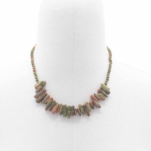 LSNK-04 - Longstone Gem Necklace - Unakite - Sold in 1x unit/s per outer