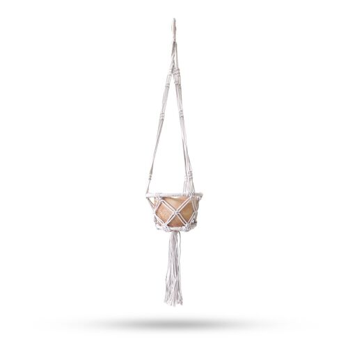 MacP-17 - Macrame Hooped Pot Holder Small - Natural - 16cm Hoop - Sold in 1x unit/s per outer
