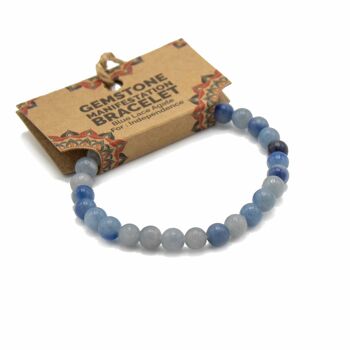 ManB-03 - Bracelet de manifestation de pierres précieuses - Agate dentelle bleue - Indépendance - Vendu en 4x unité/s par extérieur 1