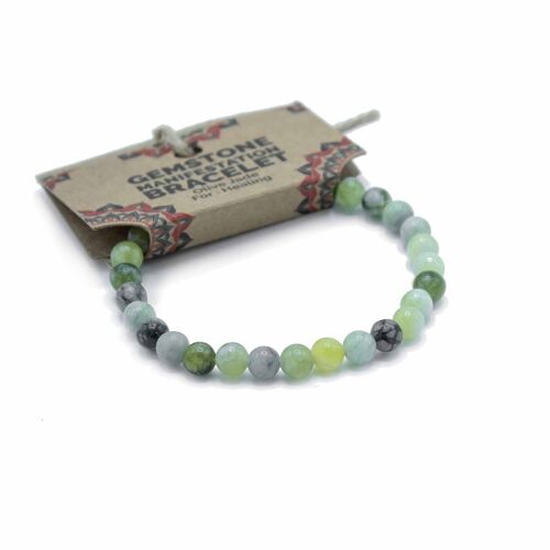 ManB-09 - Gemstone Manifestation Bracelet - Olive Jade - Healing - Sold in 4x unit/s per outer