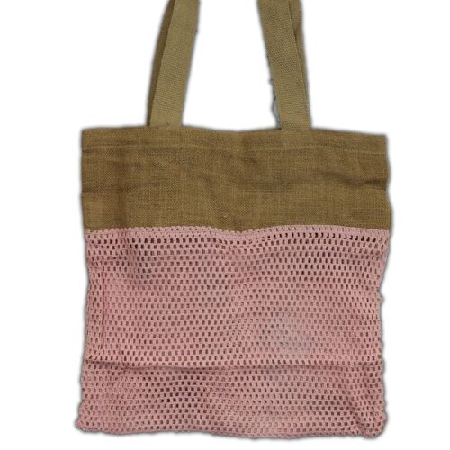 MeshB-08 - Pure Soft Jute and Cotton Mesh Bag - Rose - Sold in 6x unit/s per outer