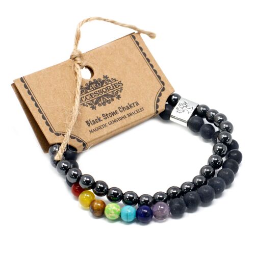 MGBS-11 - Magnetic Gemstone Bracelet - Black Chakra - Sold in 3x unit/s per outer