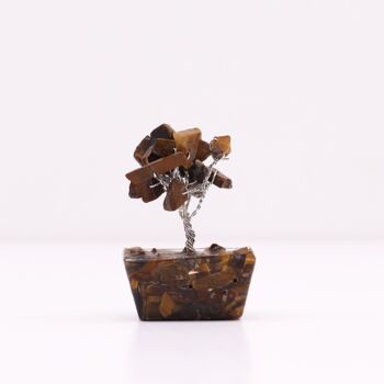 MGemT-03 - Mini arbres de pierres précieuses sur base d'orgonite - Oeil de tigre (15 pierres) - Vendu en 12x unité/s par extérieur 3