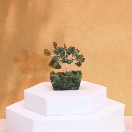 MGemT-06 - Mini Gemstone Trees On Orgonite Base - Green Aventurine (15 stones) - Sold in 12x unit/s per outer
