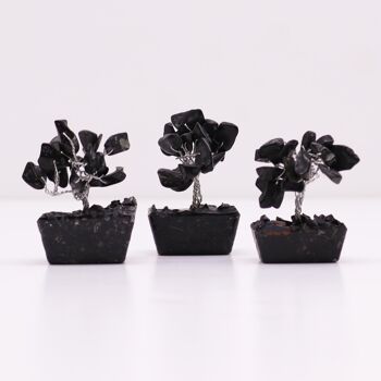 MGemT-09 - Mini arbres de pierres précieuses sur base d'orgonite - Agate noire (15 pierres) - Vendu en 12x unité/s par extérieur 2