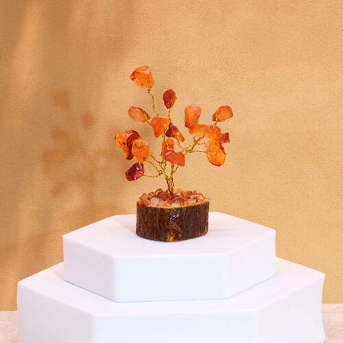 MGemT-17 - Mini Gemstone Trees On Wood Base - Carnelian (15 stones) - Sold in 12x unit/s per outer