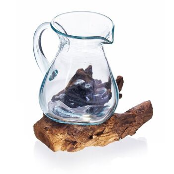 MGW-08 - Verre fondu sur bois - Cruche d'eau - Vendu en 1x unité/s par extérieur 1