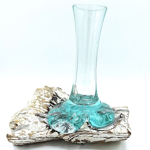 MGW-16 - Molten Glass on Whitewash Wood - Small Vase - Sold in 4x unit/s per outer