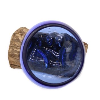 MGW-34 - Mini bol bleu en verre fondu sur bois - Vendu en 1x unité/s par extérieur 3