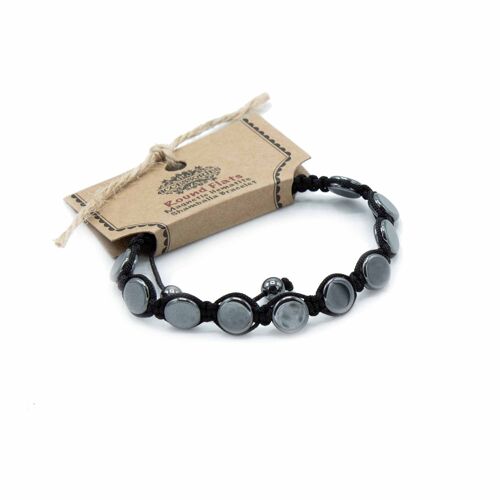 MHSB-02 - Magnetic Hematite Shamballa Bracelet - Round  Flats - Sold in 3x unit/s per outer