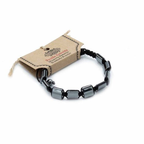 MHSB-05 - Magnetic Hematite Shamballa Bracelet -  Double Cuboids - Sold in 3x unit/s per outer