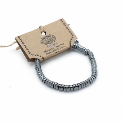 MHSB-07 - Magnetic Hematite Shamballa Bracelet -  Circles - Sold in 3x unit/s per outer