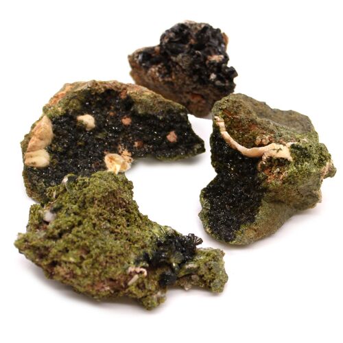 MinSP-13 - Mineral Specimens - Epidote (approx 10 pieces) - Sold in 1x unit/s per outer