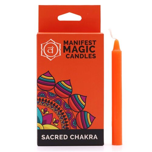 MMC-02 - Manifest Magic Candles (pack of 12) - Orange - Sacred Chakra - Sold in 3x unit/s per outer