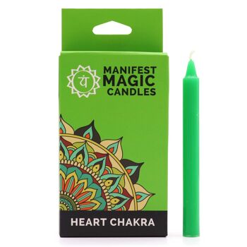 MMC-04 - Bougies Magiques Manifestes (pack de 12) - Vert - Chakra du Coeur - Vendu en 3x unité/s par extérieur 1
