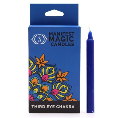 MMC-06 - Manifest Magic Candles (12er-Pack) - Dunkelblau - Drittes Auge-Chakra - Verkauft in 3x Einheit/en pro Umkarton