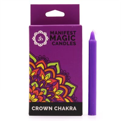 MMC-07 ​​- Velas Mágicas Manifestadas (paquete de 12) - Púrpura - Chakra de la Corona - Se venden en 3 unidades por exterior