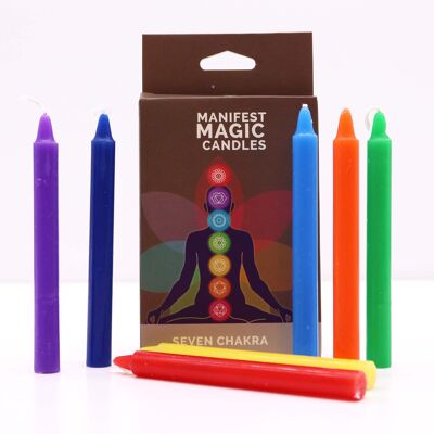 MMC-11 - Velas del manifiesto de los siete chakras (paquete de 7) - Se venden en 3 unidades por exterior