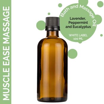 MOLUL-04 - Huile de massage Muscle Ease - 100 ml - Étiquette blanche - Vendu en 10x unité/s par extérieur