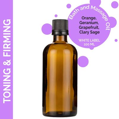 MOLUL-08 - Olio da massaggio tonificante e rassodante - 100 ml - Etichetta bianca - Venduto in 10 unità/i per esterno