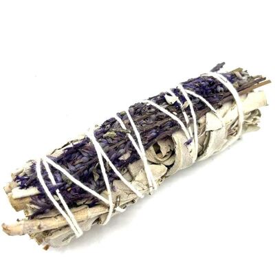 MSage-13 - Smudge Stick - Salvia bianca e lavanda 10 cm - Venduto in 1x unità per esterno