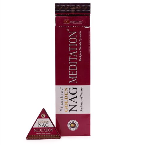 JBackF-04 - 42g Jumbo Golden Nag - Meditation Back Flow Incense Cones - Sold in 12x unit/s per outer