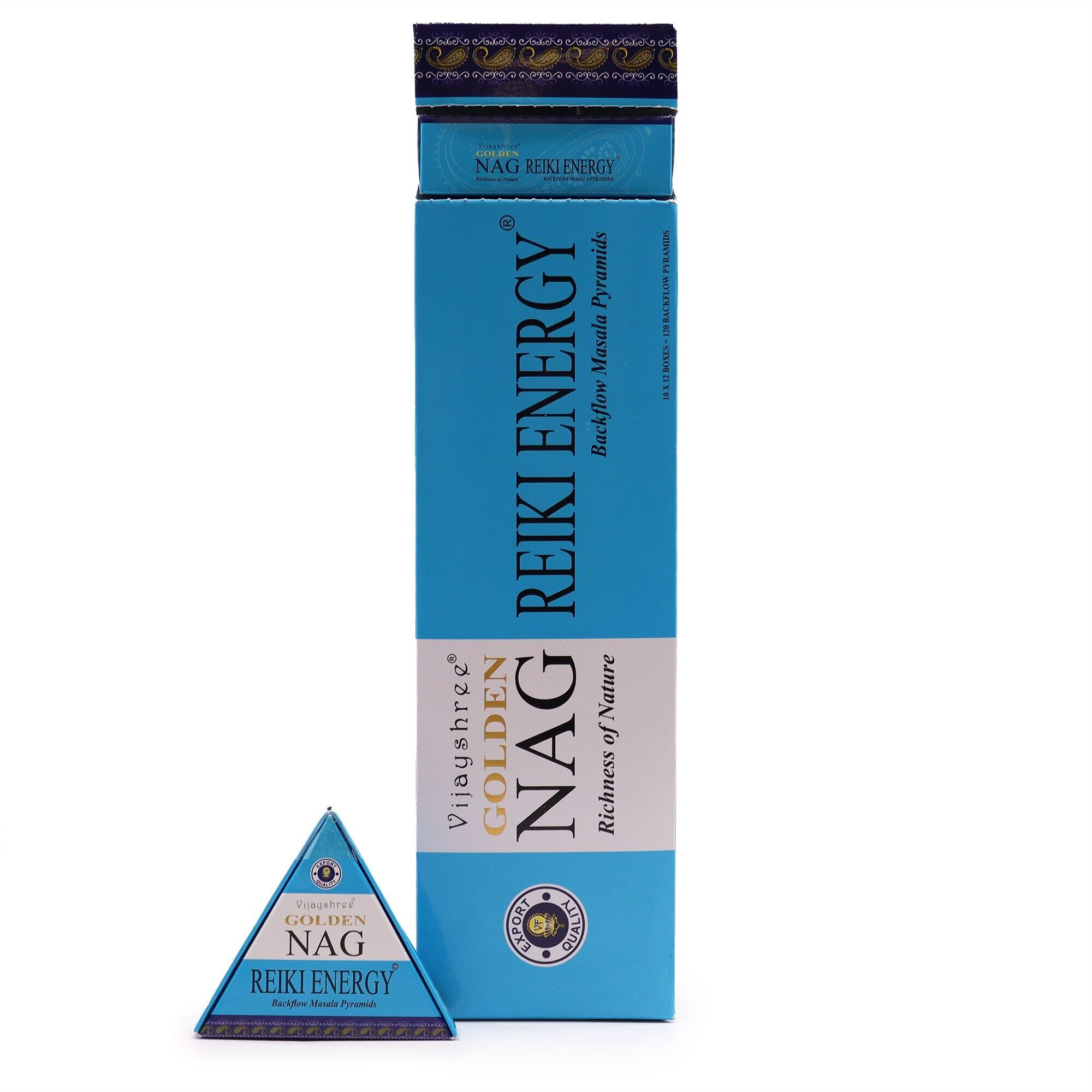 JBackF-10 - 42g Jumbo Golden Nag - Reiki Energy Back Flow Incense Cones - Sold in 12x unit/s per outer