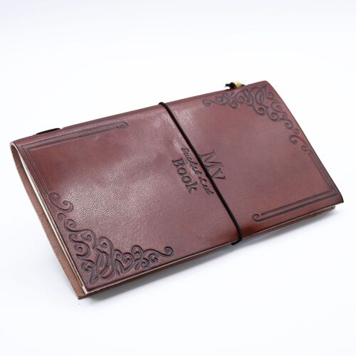 MSJ-07 - Handmade Leather Journal - My Bucket List Book - Brown 22x12x1.5 cm (80 pages) - Sold in 1x unit/s per outer