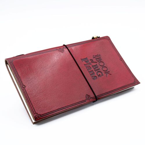 MSJ-08 - Handmade Leather Journal - Little Book of Big Plans - Red 22x12x1.5 cm (80 pages) - Sold in 1x unit/s per outer