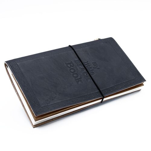 MSJ-09 - Handmade Leather Journal - My Little Black Book - Black 22x12x1.5 cm (80 pages) - Sold in 1x unit/s per outer