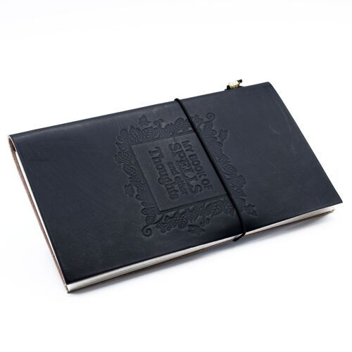 MSJ-13 - Handmade Leather Journal - My Book of Spells and other Thoughts - Black 22x12x1.5 cm (80 pages) - Sold in 1x unit/s per outer