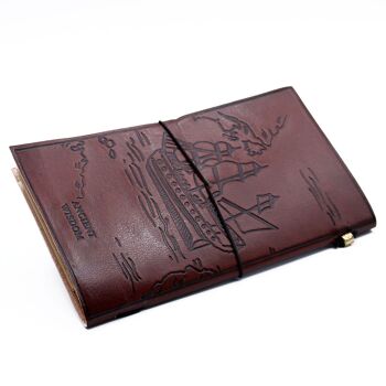 MSJ-14 - Journal en cuir fait main - Notre livre d'aventures familiales - Marron 22x12x1.5 cm (80 pages) - Vendu en 1x unité/s par extérieur 2