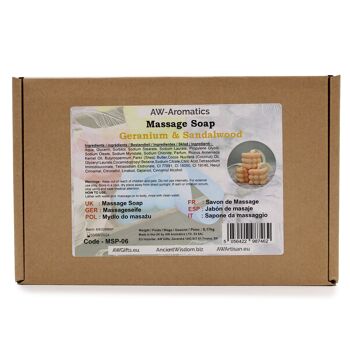 MSP-06 - Savons de massage - Géranium et bois de santal - Vendu en 6x unité/s par enveloppe 2
