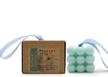 MSPS-02 - Savons de massage simples en boîte - Arbre à thé et aloe vera - Vendus en 3x unité/s par enveloppe 1