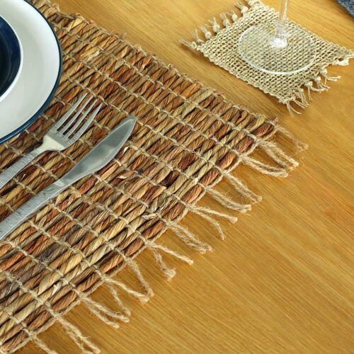 NatPM-05 - Water Hyacinth Natural Placemat - Robusta and Fringe - Sold in 1x unit/s per outer