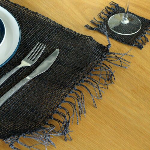 NatPM-09 - Seagrass Fringe Natural Placemat - Black - Sold in 1x unit/s per outer