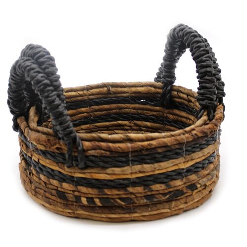 NBA-02 - Banana Leaf & Hitam Raffia Basket- Set of 2 - Sold in 1x unit/s per outer